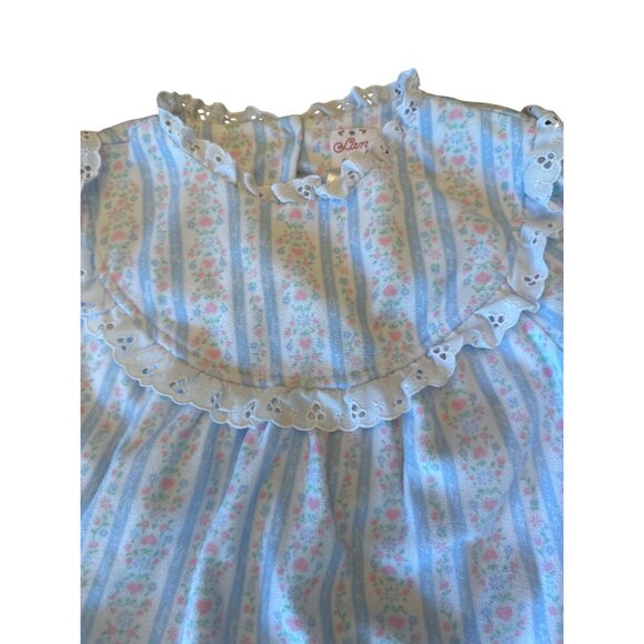 Lanz Nightgown Floral Striped Pattern Lace Trim Long Sleeve Girls Size M (7/8) - Picture 2 of 6